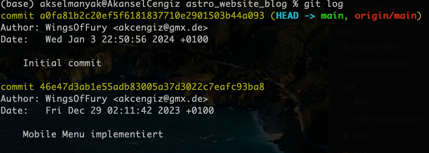 a pic shows the shell with the git log command