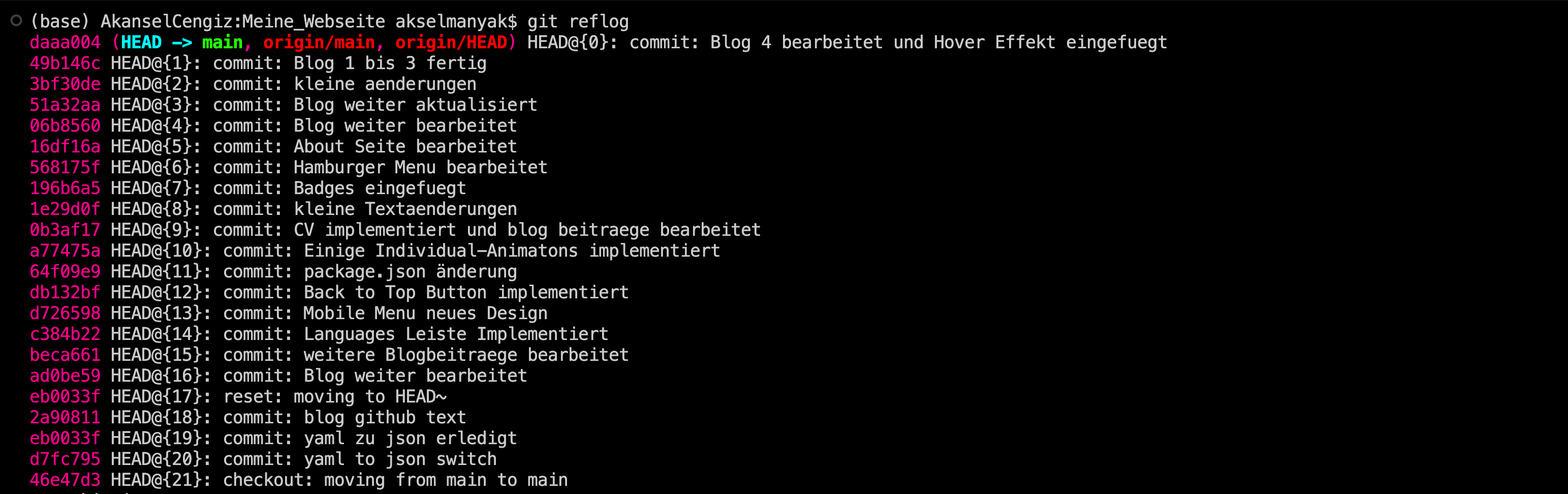 a pic that shows the git reflog command
